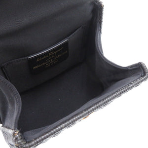 新品同様 サルヴァトーレフェラガモ ガンチーニ MJ-21 6176 ストロー ブラック 1446 黒 ハンドバッグ【中古】Salvatore Ferragamo