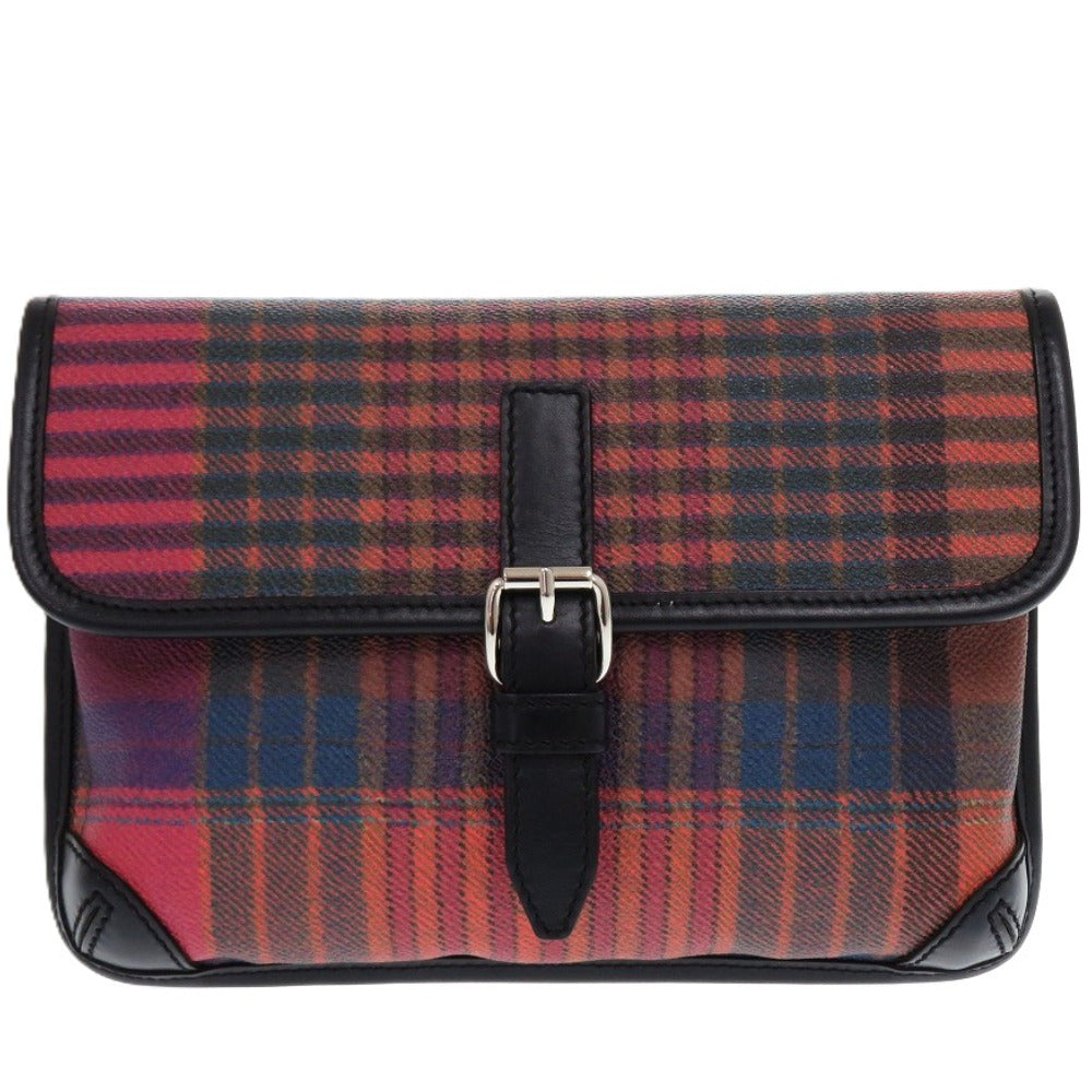 新品同様 エトロ チェック 1N379 PVC レザー マルチカラー 1449 ショルダーバッグ【中古】ETRO