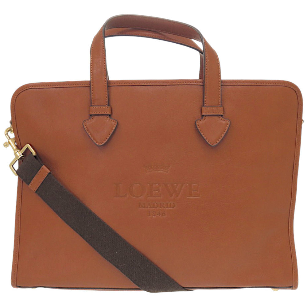美品 ロエベ ブリーフケース ヘリテージ 2way D61002 レザー ブラウン 茶 ビジネスバッグ 1450【中古】LOEWE