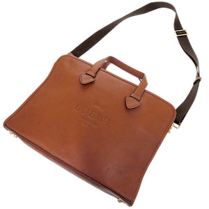美品 ロエベ ブリーフケース ヘリテージ 2way D61002 レザー ブラウン 茶 ビジネスバッグ 1450【中古】LOEWE