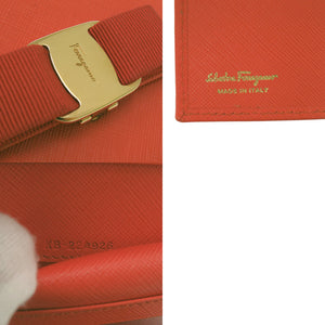 サルヴァトーレフェラガモ ヴァラリボン 22A926 レザー オレンジ 二つ折り財布 1453【中古】Salvatore Ferragamo