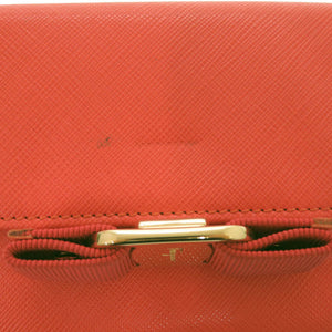 サルヴァトーレフェラガモ ヴァラリボン 22A926 レザー オレンジ 二つ折り財布 1453【中古】Salvatore Ferragamo