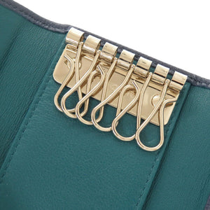 美品 ブルガリ レザー ブルー系 6連 キーケース 青 1469【中古】BVLGARI メンズ