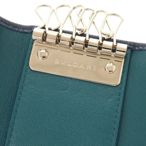 美品 ブルガリ レザー ブルー系 6連 キーケース 青 1469【中古】BVLGARI メンズ