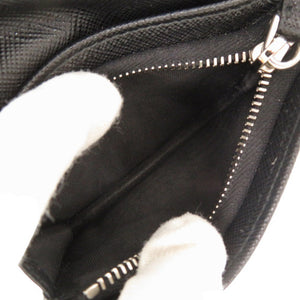 未使用品 プラダ トライアングルロゴ サフィアーノレザー ブラック 二つ折り財布 黒 1484【中古】PRADA