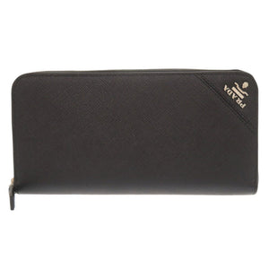 新品同様 プラダ サフィアーノレザー ブラック ラウンドファスナー 長財布 黒 1506【中古】PRADA メンズ