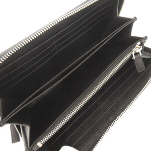 新品同様 プラダ サフィアーノレザー ブラック ラウンドファスナー 長財布 黒 1506【中古】PRADA メンズ