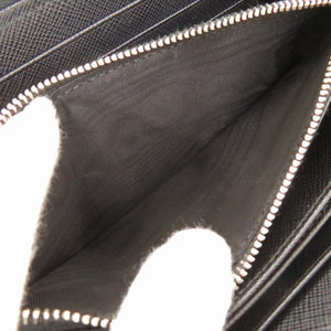 新品同様 プラダ サフィアーノレザー ブラック ラウンドファスナー 長財布 黒 1506【中古】PRADA メンズ