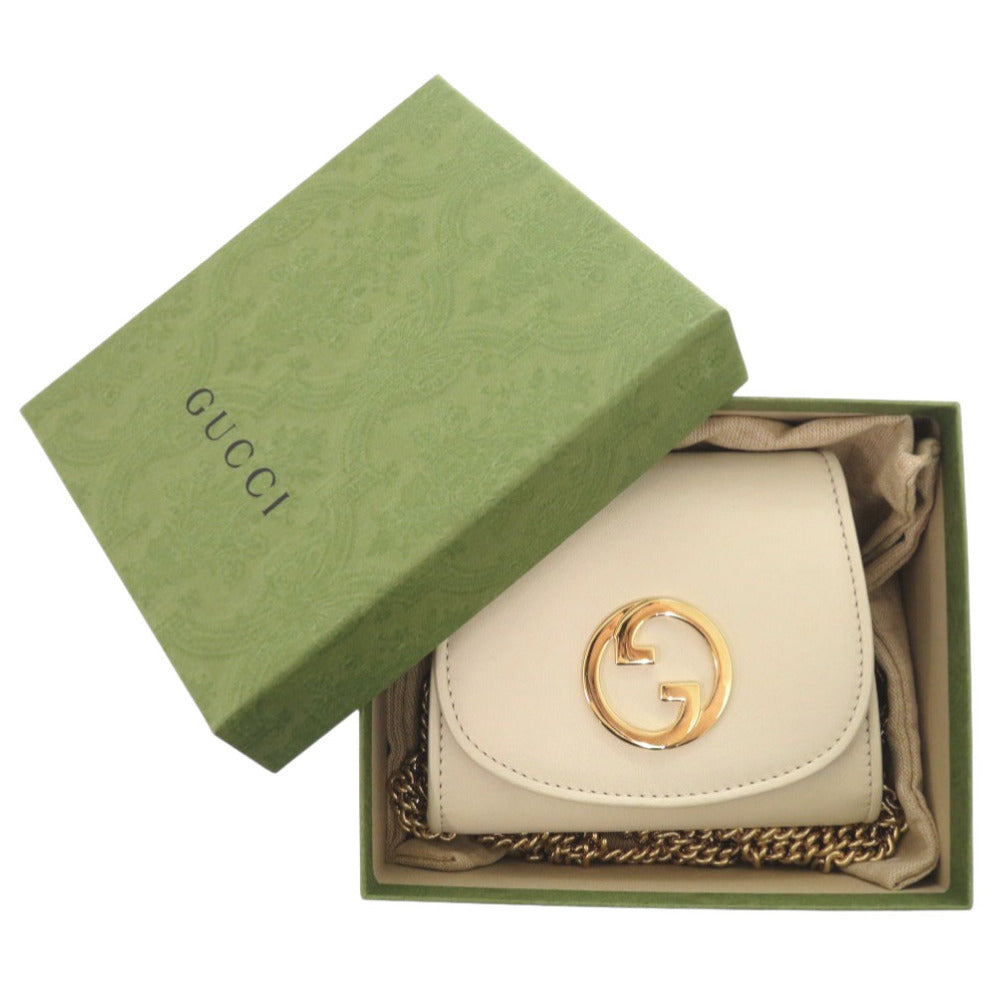 新品同様 グッチ チェーンウォレット ブロンディ 725219 レザー ホワイト 二つ折り財布 白 1508【中古】GUCCI