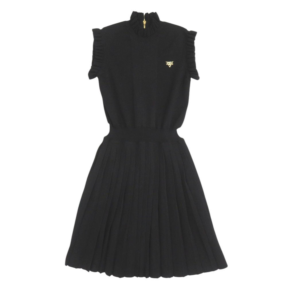 新品同様 ルイ ヴィトン ロゴ ノースリーブ サイズM ウール ポリエステル ブラック ワンピース 黒 LV 1509【中古】LOUIS VUITTON