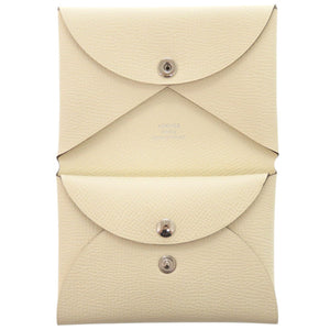 未使用 エルメス カルヴィデュオ ヴォーエプソン ナタ シルバー金具 U刻印(2022年製) コインケース 財布 白 1524【中古】HERMES