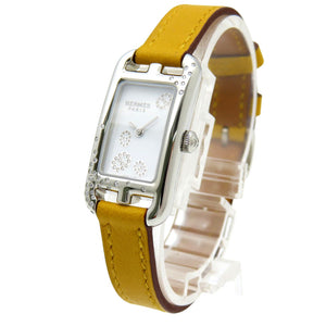 未使用 エルメス ナンタケット ダイヤモンド シェーヌダンクル NA2.132 クオーツ 腕時計 ダイヤ SS レザー ホワイト 白文字盤 1528【中古】HERMES レディース