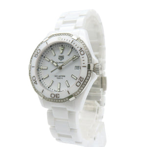 新品同様 タグホイヤー アクアレーサー ダイヤベゼル WAY1396 クオーツ 腕時計 ホワイトセラミック/ダイヤモンド 白文字盤 1529【中古】TAG HEUER メンズ