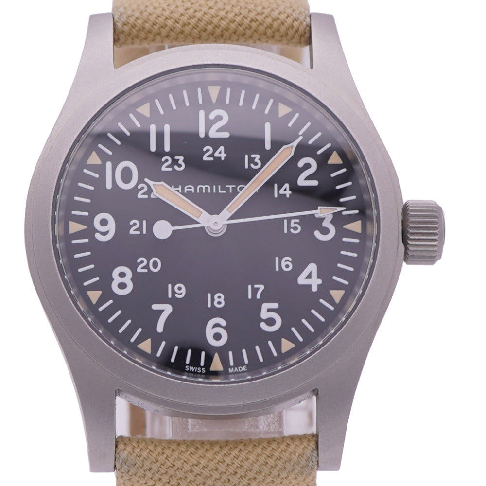 新品同様 ハミルトン カーキ フィールド メカニカル H694390 手巻き 腕時計 SS/キャンバス ブラック 黒文字盤 1531【中古】HAMILTON メンズ