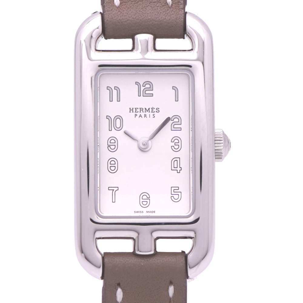 新品同様 エルメス ナンタケット NA2.110 クオーツ 腕時計 SS / レザー シルバー 1534【中古】HERMES レディース