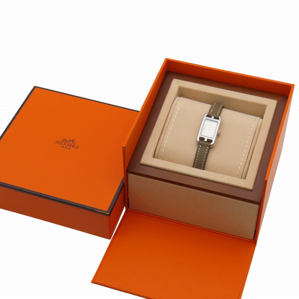 新品同様 エルメス ナンタケット NA2.110 クオーツ 腕時計 SS / レザー シルバー 1534【中古】HERMES レディース