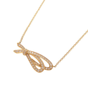 新品同様 ティファニー ボウ K18PG 750PG ダイヤモンド ピンクゴールド ネックレス ジュエリー 1551【中古】TIFFANY&Co.