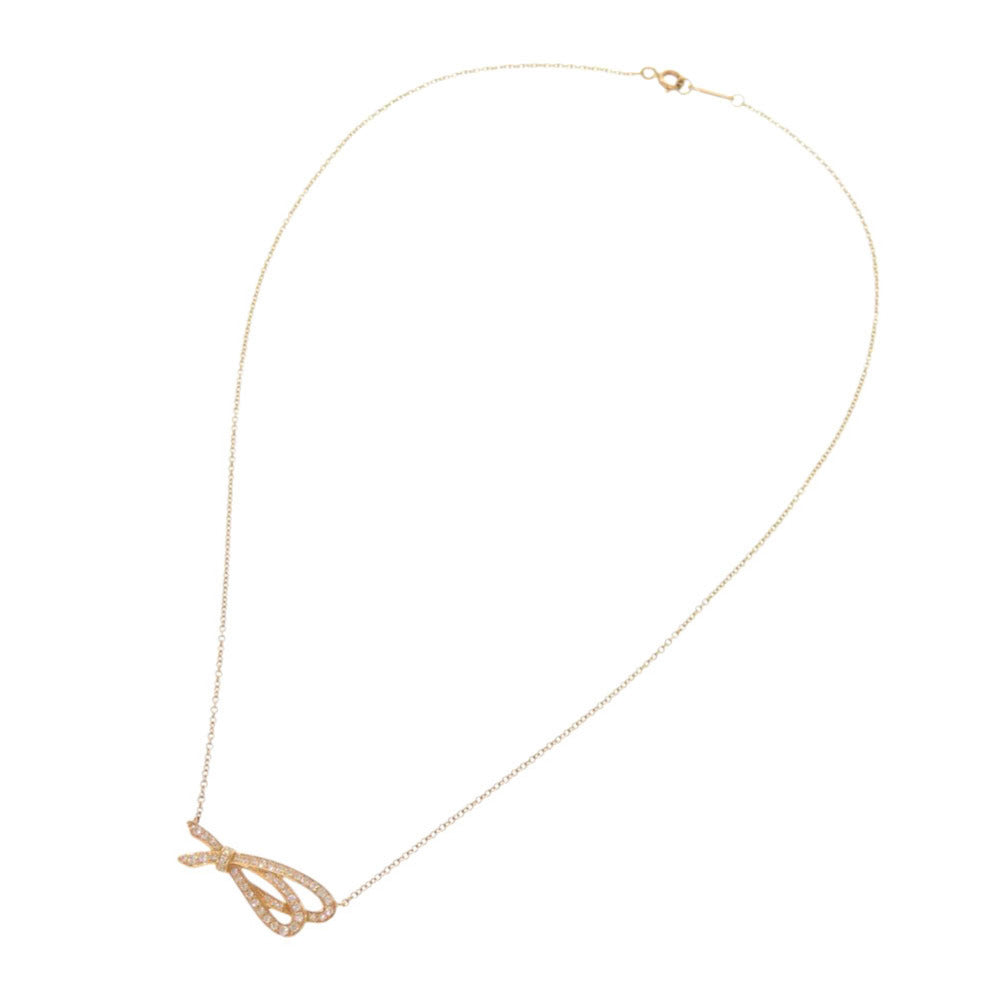 新品同様 ティファニー ボウ K18PG 750PG ダイヤモンド ピンクゴールド ネックレス ジュエリー 1551【中古】TIFFANY&Co.