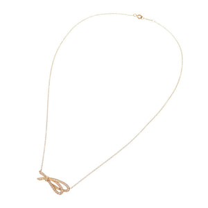 新品同様 ティファニー ボウ K18PG 750PG ダイヤモンド ピンクゴールド ネックレス ジュエリー 1551【中古】TIFFANY&Co.