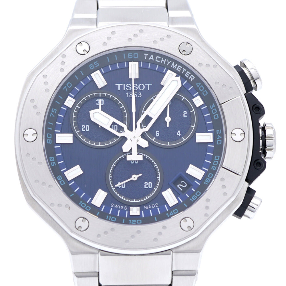 新品同様 ティソ Tレース T141417B クオーツ 腕時計 ステンレススチール ブルー 青文字盤 1559【中古】TISSOT メンズ