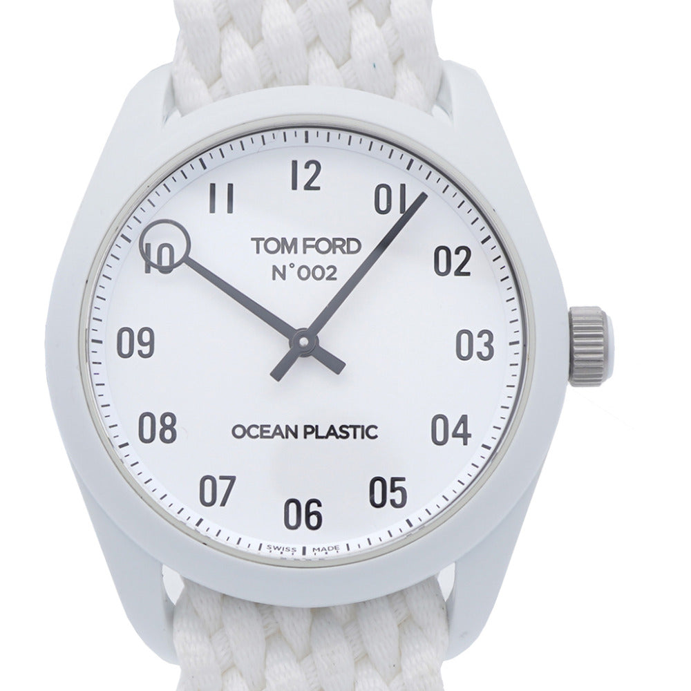 新品同様 トムフォード .002 オーシャンプラスチック TFT002024 クオーツ N腕時計 プラスチック ホワイト 白 1561【中古】TOM FORD メンズ