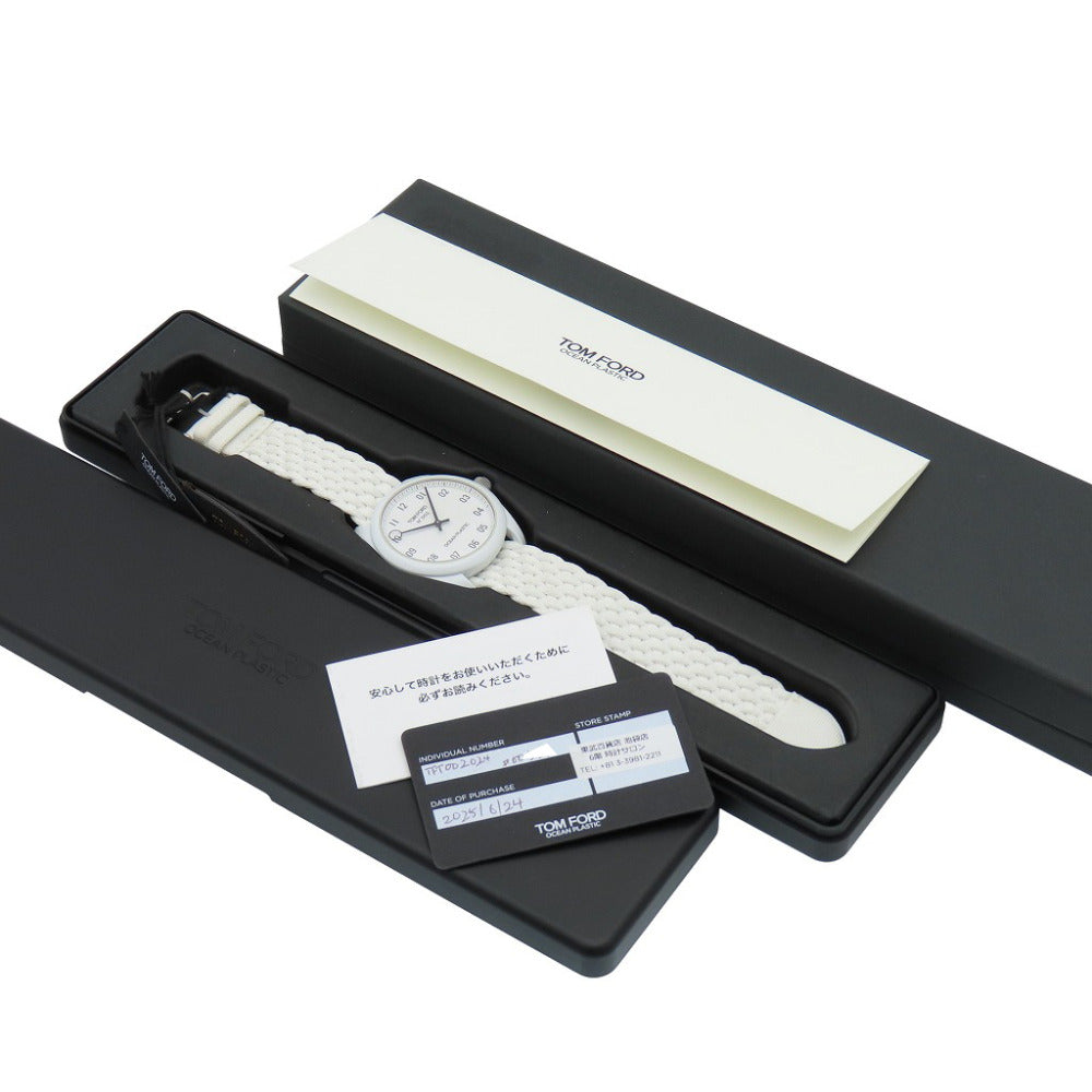 新品同様 トムフォード .002 オーシャンプラスチック TFT002024 クオーツ N腕時計 プラスチック ホワイト 白 1561【中古】TOM FORD メンズ