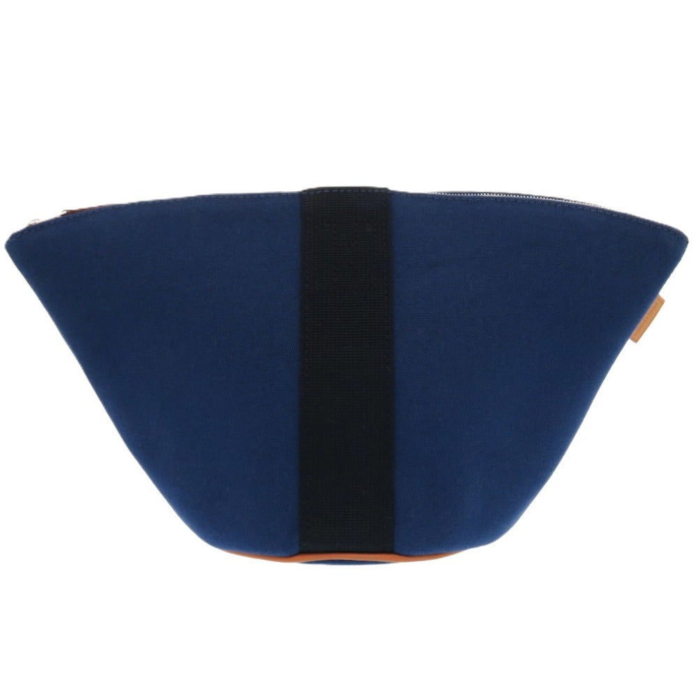 新品同様 エルメス パルミール 台形ポーチ バッグ キャンバス コットン CORAIL インディゴブルー 1583 青 ポーチ【中古】HERMES