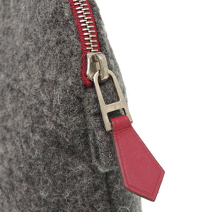 美品 エルメス ボリードポーチ ウール グレー レッド 1588【中古】HERMES