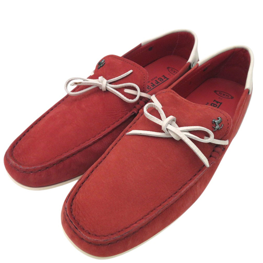 美品 トッズ フェラーリ Ferrari ゴンミーニ デッキシューズ モカシン ドライビングシューズ CITY GOMMINO LACCETTO ENK BIANCO ROSSO ARA XXM04E0EE50PUY S800 スウェード 1601【中古】TOD’S