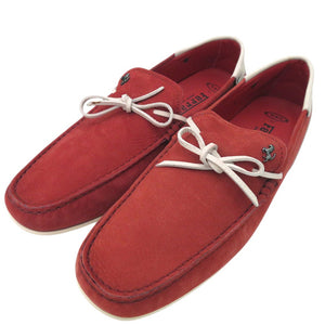 美品 トッズ フェラーリ Ferrari ゴンミーニ デッキシューズ モカシン ドライビングシューズ CITY GOMMINO LACCETTO ENK BIANCO ROSSO ARA XXM04E0EE50PUY S800 スウェード 1601【中古】TOD’S