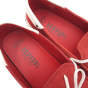 美品 トッズ フェラーリ Ferrari ゴンミーニ デッキシューズ モカシン ドライビングシューズ CITY GOMMINO LACCETTO ENK BIANCO ROSSO ARA XXM04E0EE50PUY S800 スウェード 1601【中古】TOD’S