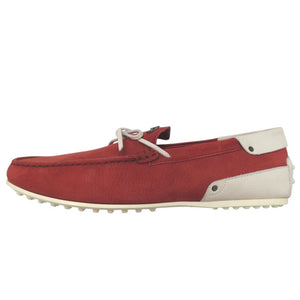 美品 トッズ フェラーリ Ferrari ゴンミーニ デッキシューズ モカシン ドライビングシューズ CITY GOMMINO LACCETTO ENK BIANCO ROSSO ARA XXM04E0EE50PUY S800 スウェード 1601【中古】TOD’S