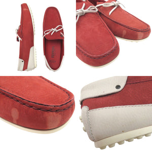 美品 トッズ フェラーリ Ferrari ゴンミーニ デッキシューズ モカシン ドライビングシューズ CITY GOMMINO LACCETTO ENK BIANCO ROSSO ARA XXM04E0EE50PUY S800 スウェード 1601【中古】TOD’S