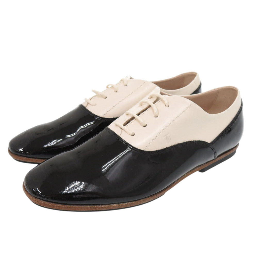 未使用 トッズ レースアップシューズ XXW0YO0P25008V 22.5cm エナメル レザー ブラック レザーシューズ 黒 1602【中古】TOD’S