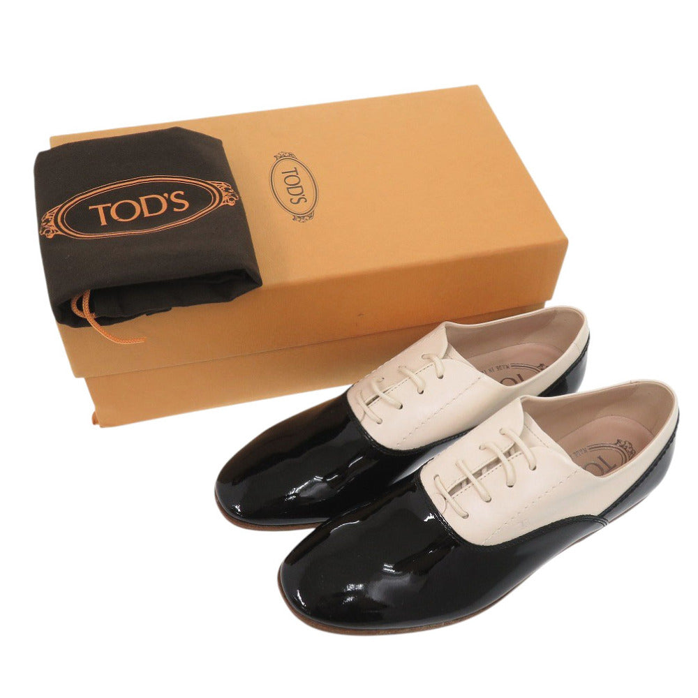 未使用 トッズ レースアップシューズ XXW0YO0P25008V 22.5cm エナメル レザー ブラック レザーシューズ 黒 1602【中古】TOD’S