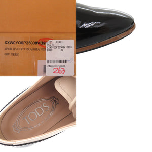 未使用 トッズ レースアップシューズ XXW0YO0P25008V 22.5cm エナメル レザー ブラック レザーシューズ 黒 1602【中古】TOD’S