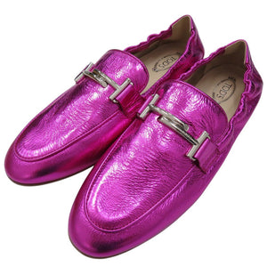 トッズ T TIMELESS Tタイムレス ダブルT ローファー XXW79A0X010YF3 レザーシューズ メタリックレザー ピンク 1603【中古】TOD’S