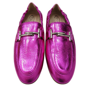 トッズ T TIMELESS Tタイムレス ダブルT ローファー XXW79A0X010YF3 レザーシューズ メタリックレザー ピンク 1603【中古】TOD’S