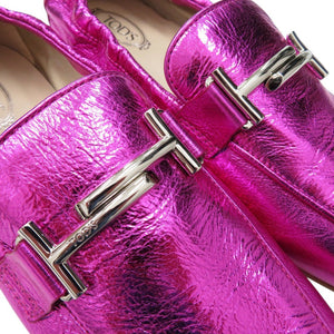トッズ T TIMELESS Tタイムレス ダブルT ローファー XXW79A0X010YF3 レザーシューズ メタリックレザー ピンク 1603【中古】TOD’S