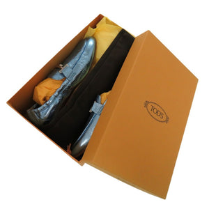 未使用品 トッズ T TIMELESS Tタイムレス ダブルT XXW79A0X010YF3 レザーシューズ レザー メタリックレザー ブルー 青 ローファー 1604【中古】TOD’S