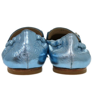 未使用品 トッズ T TIMELESS Tタイムレス ダブルT XXW79A0X010YF3 レザーシューズ レザー メタリックレザー ブルー 青 ローファー 1604【中古】TOD’S