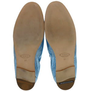 未使用品 トッズ T TIMELESS Tタイムレス ダブルT XXW79A0X010YF3 レザーシューズ レザー メタリックレザー ブルー 青 ローファー 1604【中古】TOD’S