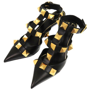 未使用品 ヴァレンティノ ガラヴァーニ ローマンスタッズ 24.5cm 2W2S0CB2ZWM レザー ゴールド金具 ブラック 黒 パンプス 1606【中古】Valentino Garavani