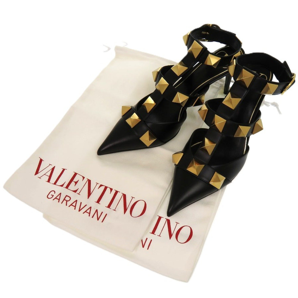 未使用品 ヴァレンティノ ガラヴァーニ ローマンスタッズ 24.5cm 2W2S0CB2ZWM レザー ゴールド金具 ブラック 黒 パンプス 1606【中古】Valentino Garavani