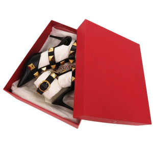 未使用品 ヴァレンティノ ガラヴァーニ ローマンスタッズ 24.5cm 2W2S0CB2ZWM レザー ゴールド金具 ブラック 黒 パンプス 1606【中古】Valentino Garavani