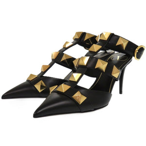 未使用品 ヴァレンティノ ガラヴァーニ ローマンスタッズ 24.5cm 2W2S0CB2ZWM レザー ゴールド金具 ブラック 黒 パンプス 1606【中古】Valentino Garavani