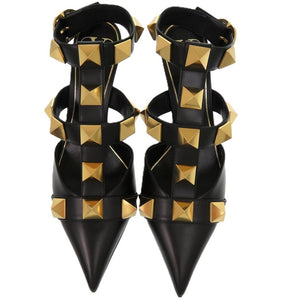 未使用品 ヴァレンティノ ガラヴァーニ ローマンスタッズ 24.5cm 2W2S0CB2ZWM レザー ゴールド金具 ブラック 黒 パンプス 1606【中古】Valentino Garavani