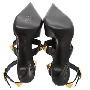 未使用品 ヴァレンティノ ガラヴァーニ ローマンスタッズ 24.5cm 2W2S0CB2ZWM レザー ゴールド金具 ブラック 黒 パンプス 1606【中古】Valentino Garavani