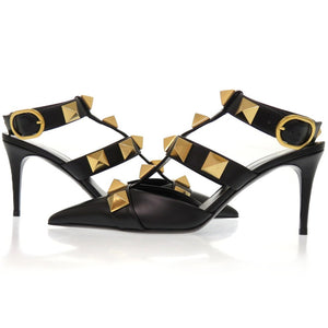 未使用品 ヴァレンティノ ガラヴァーニ ローマンスタッズ 24.5cm 2W2S0CB2ZWM レザー ゴールド金具 ブラック 黒 パンプス 1606【中古】Valentino Garavani