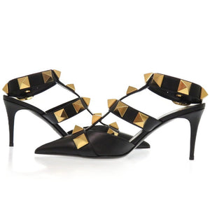 未使用品 ヴァレンティノ ガラヴァーニ ローマンスタッズ 24.5cm 2W2S0CB2ZWM レザー ゴールド金具 ブラック 黒 パンプス 1606【中古】Valentino Garavani